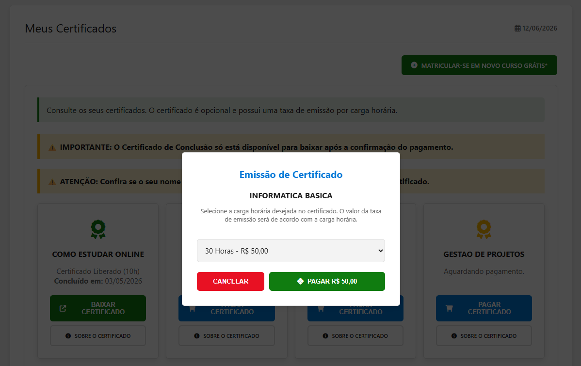 Catálogo de Cursos